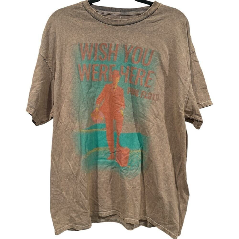 Pink Floyd Washed Brown Graphic T-Shirt NWT Wish You Were Here Extra Large